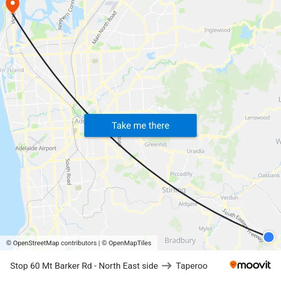 Stop 60 Mt Barker Rd - North East side to Taperoo map