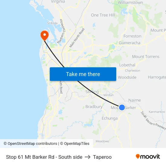 Stop 61 Mt Barker Rd - South side to Taperoo map