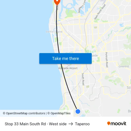 Stop 33 Main South Rd - West side to Taperoo map