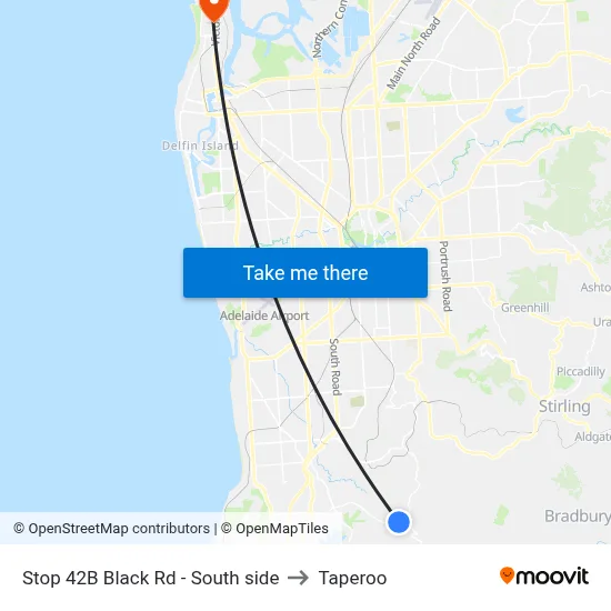 Stop 42B Black Rd - South side to Taperoo map
