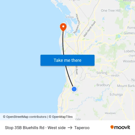 Stop 35B Bluehills Rd - West side to Taperoo map