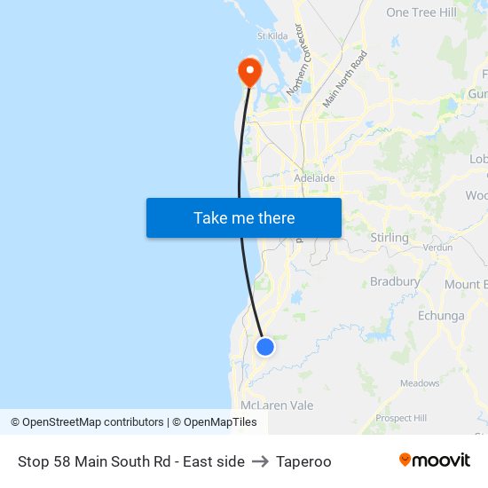 Stop 58 Main South Rd - East side to Taperoo map