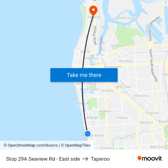 Stop 29A Seaview Rd - East side to Taperoo map