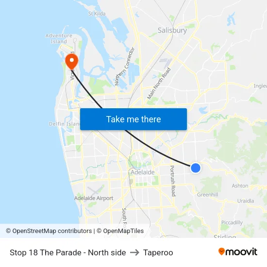 Stop 18 The Parade - North side to Taperoo map
