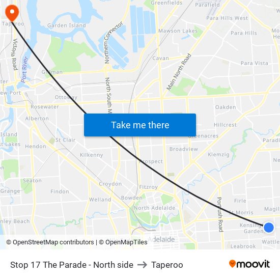 Stop 17 The Parade - North side to Taperoo map