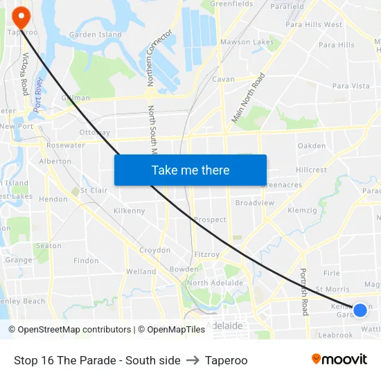 Stop 16 The Parade - South side to Taperoo map