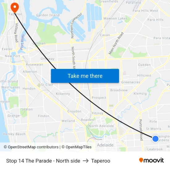 Stop 14 The Parade - North side to Taperoo map