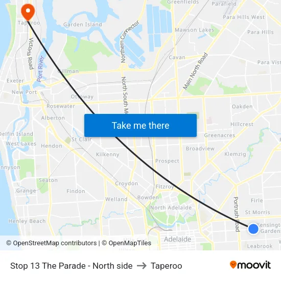 Stop 13 The Parade - North side to Taperoo map