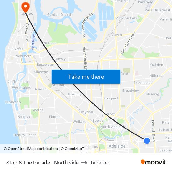 Stop 8 The Parade - North side to Taperoo map