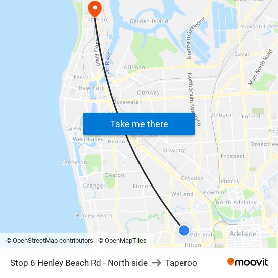 Stop 6 Henley Beach Rd - North side to Taperoo map