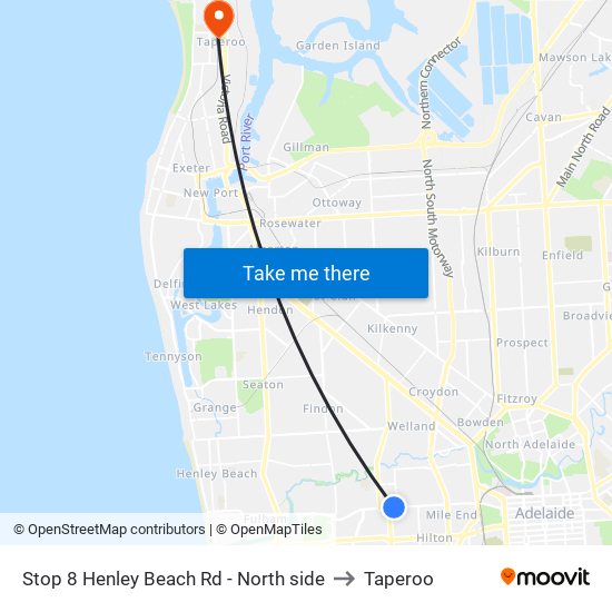 Stop 8 Henley Beach Rd - North side to Taperoo map