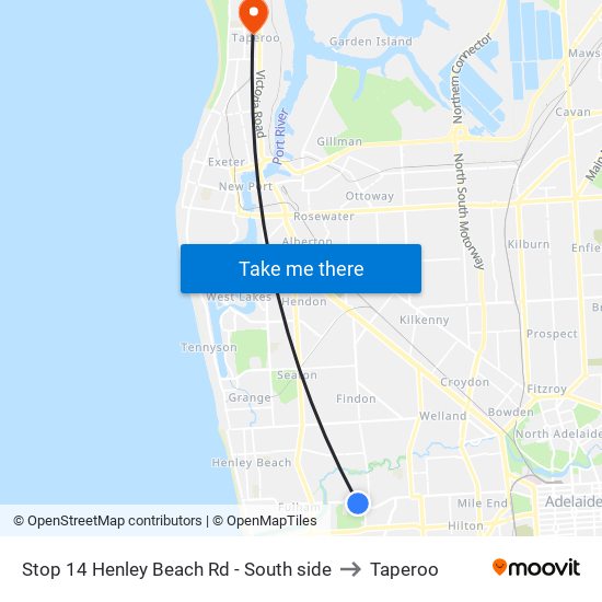 Stop 14 Henley Beach Rd - South side to Taperoo map