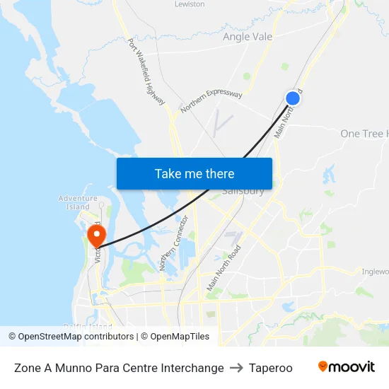 Zone A Munno Para Centre Interchange to Taperoo map
