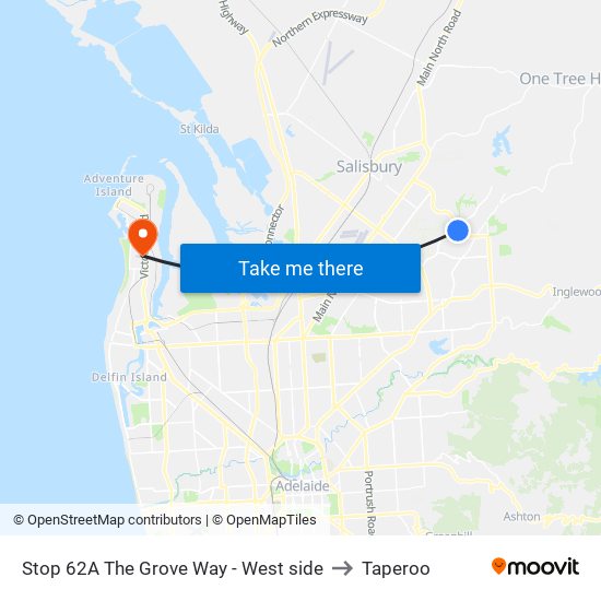 Stop 62A The Grove Way - West side to Taperoo map