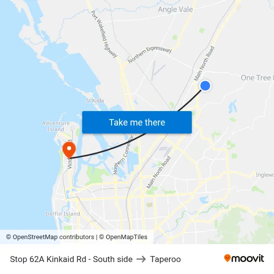 Stop 62A Kinkaid Rd - South side to Taperoo map