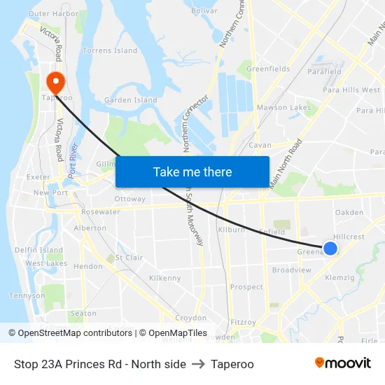 Stop 23A Princes Rd - North side to Taperoo map