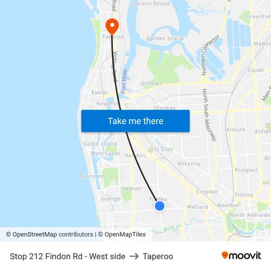 Stop 212 Findon Rd - West side to Taperoo map