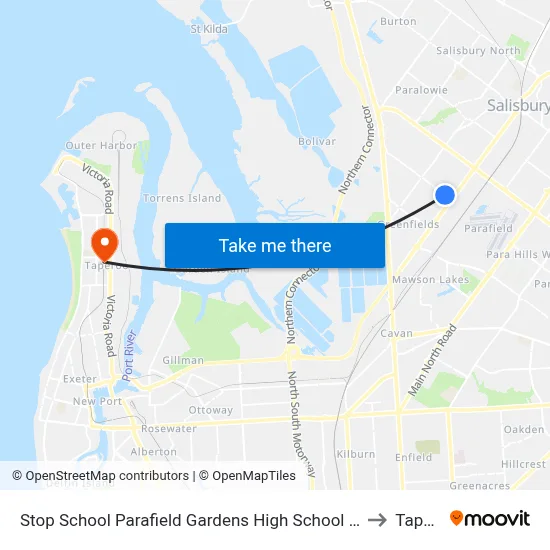 Stop School Parafield Gardens High School Shepherdson Rd to Taperoo map