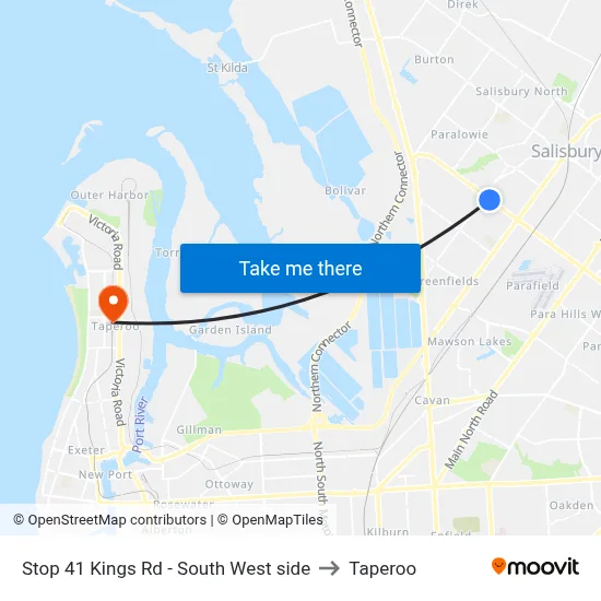 Stop 41 Kings Rd - South West side to Taperoo map