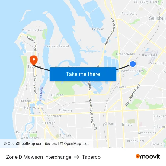 Zone D Mawson Interchange to Taperoo map