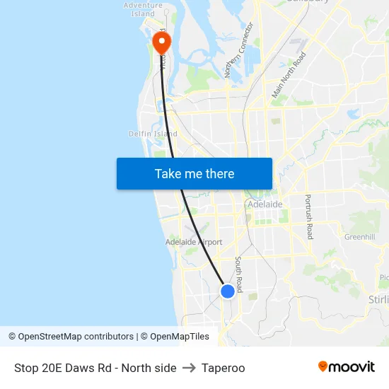 Stop 20E Daws Rd - North side to Taperoo map