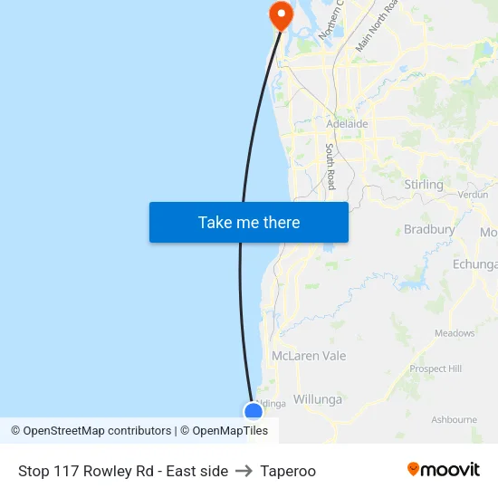 Stop 117 Rowley Rd - East side to Taperoo map