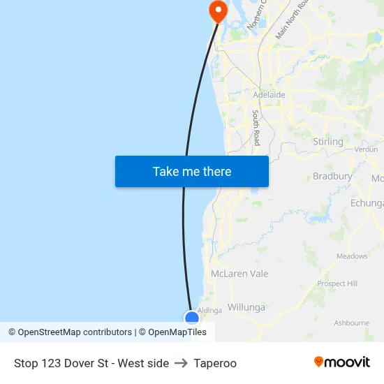 Stop 123 Dover St - West side to Taperoo map