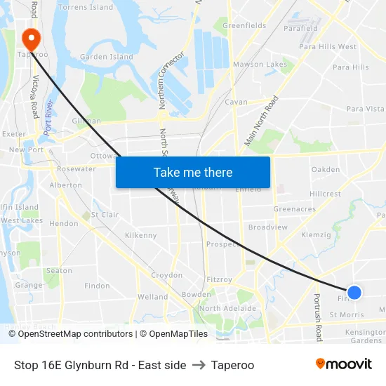 Stop 16E Glynburn Rd - East side to Taperoo map