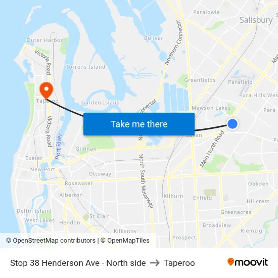 Stop 38 Henderson Ave - North side to Taperoo map