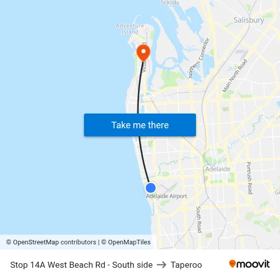 Stop 14A West Beach Rd - South side to Taperoo map
