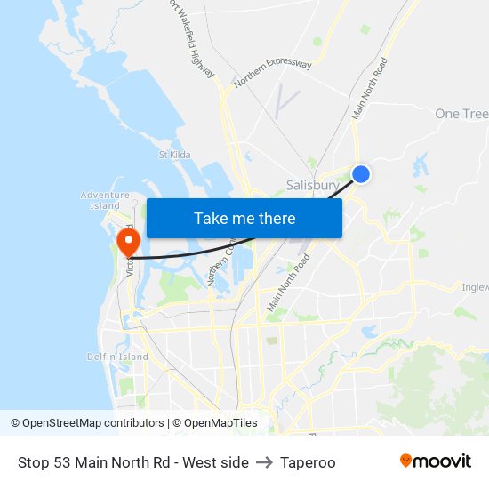 Stop 53 Main North Rd - West side to Taperoo map