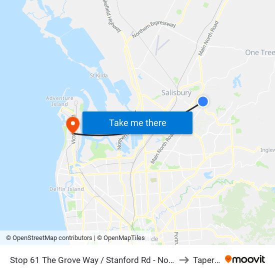 Stop 61 The Grove Way / Stanford Rd - North side to Taperoo map