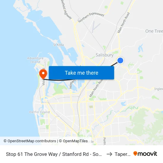 Stop 61 The Grove Way / Stanford Rd - South side to Taperoo map