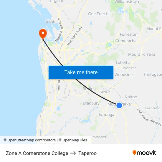 Zone A Cornerstone College to Taperoo map