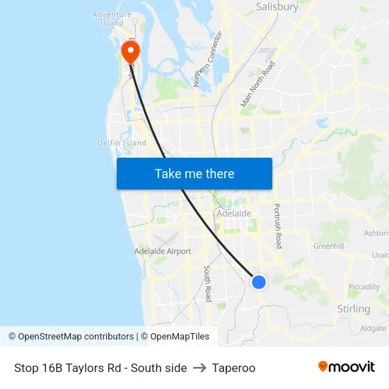 Stop 16B Taylors Rd - South side to Taperoo map