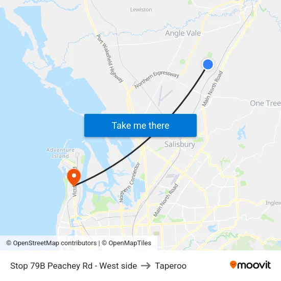 Stop 79B Peachey Rd - West side to Taperoo map