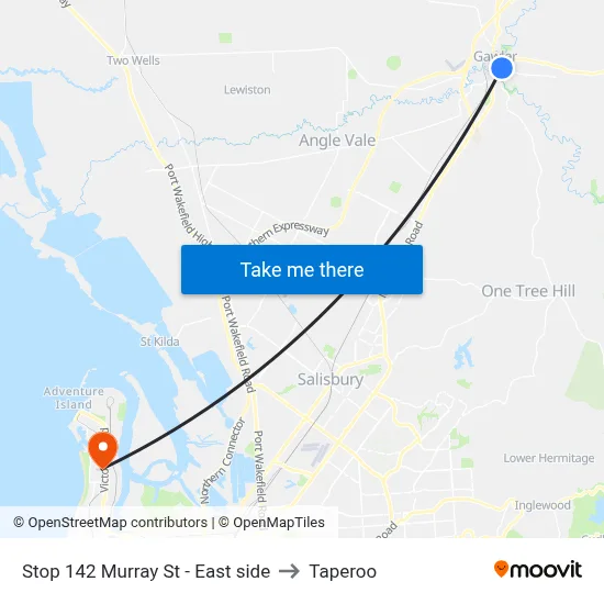 Stop 142 Murray St - East side to Taperoo map