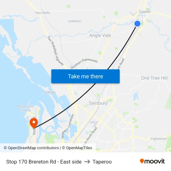Stop 170 Brereton Rd - East side to Taperoo map