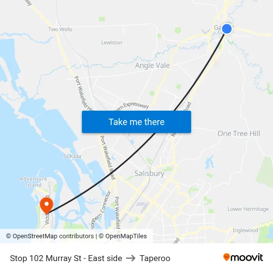 Stop 102 Murray St - East side to Taperoo map
