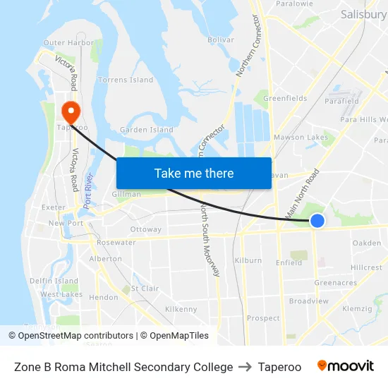 Zone B Roma Mitchell Secondary College to Taperoo map
