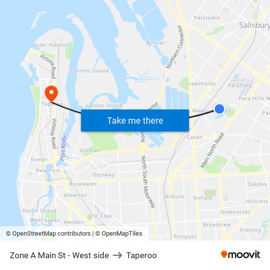 Zone A Main St - West side to Taperoo map