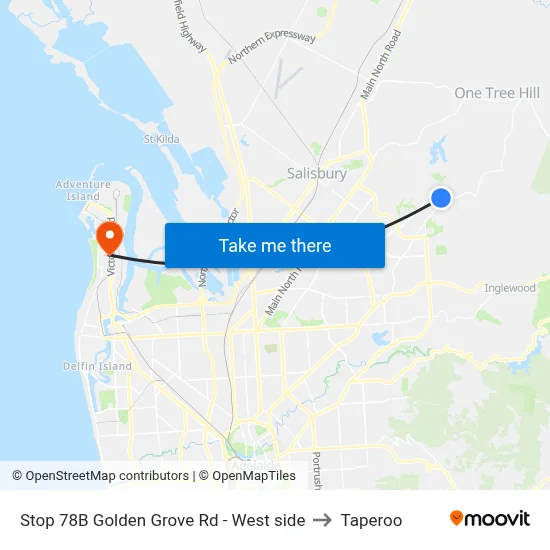 Stop 78B Golden Grove Rd - West side to Taperoo map