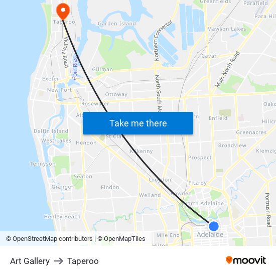 Art Gallery to Taperoo map