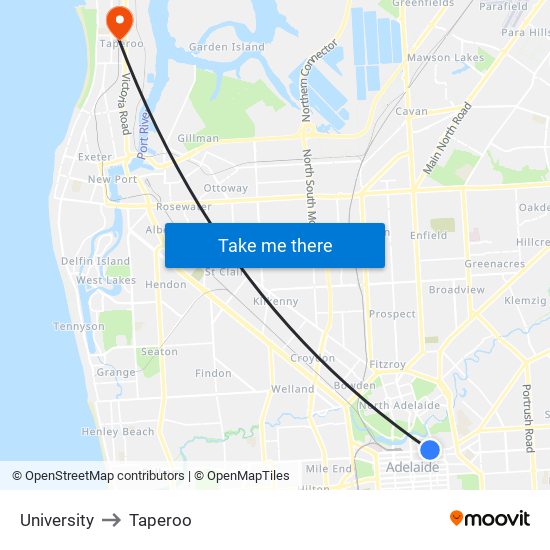 University to Taperoo map