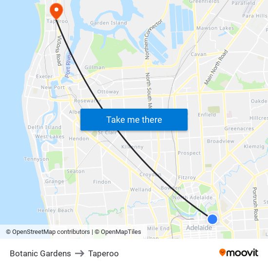 Botanic Gardens to Taperoo map