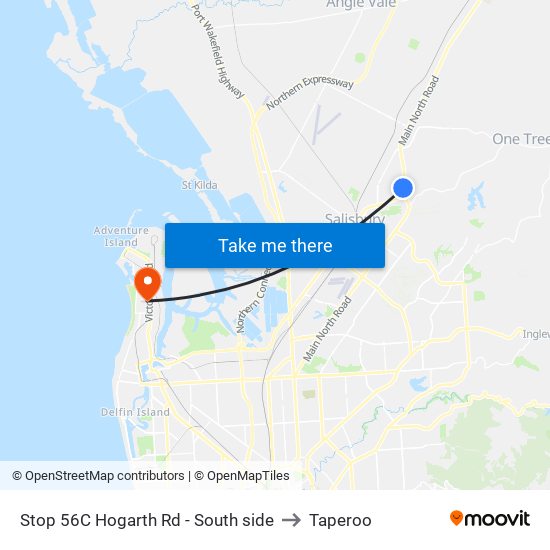 Stop 56C Hogarth Rd - South side to Taperoo map
