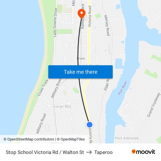 Stop School Victoria Rd / Walton St to Taperoo map