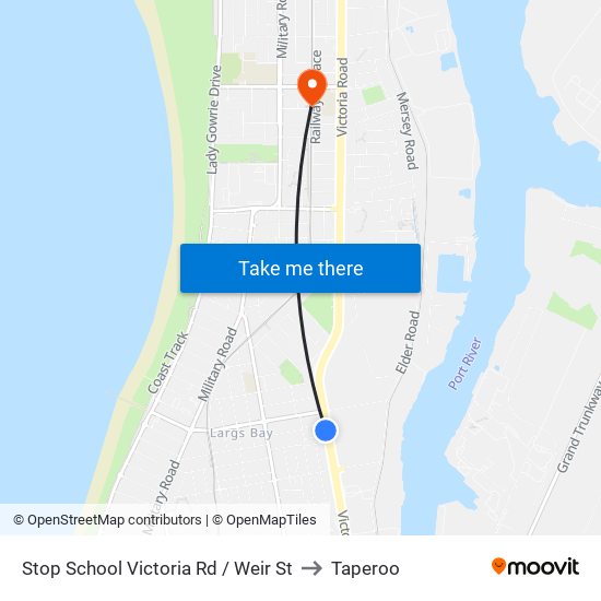 Stop School Victoria Rd / Weir St to Taperoo map