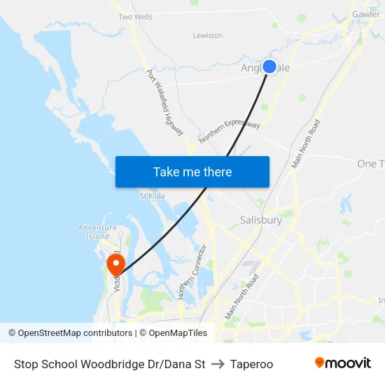 Stop School Woodbridge Dr/Dana St to Taperoo map