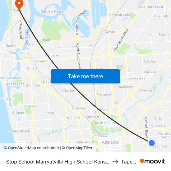 Stop School Marryatville High School Kensington Rd to Taperoo map